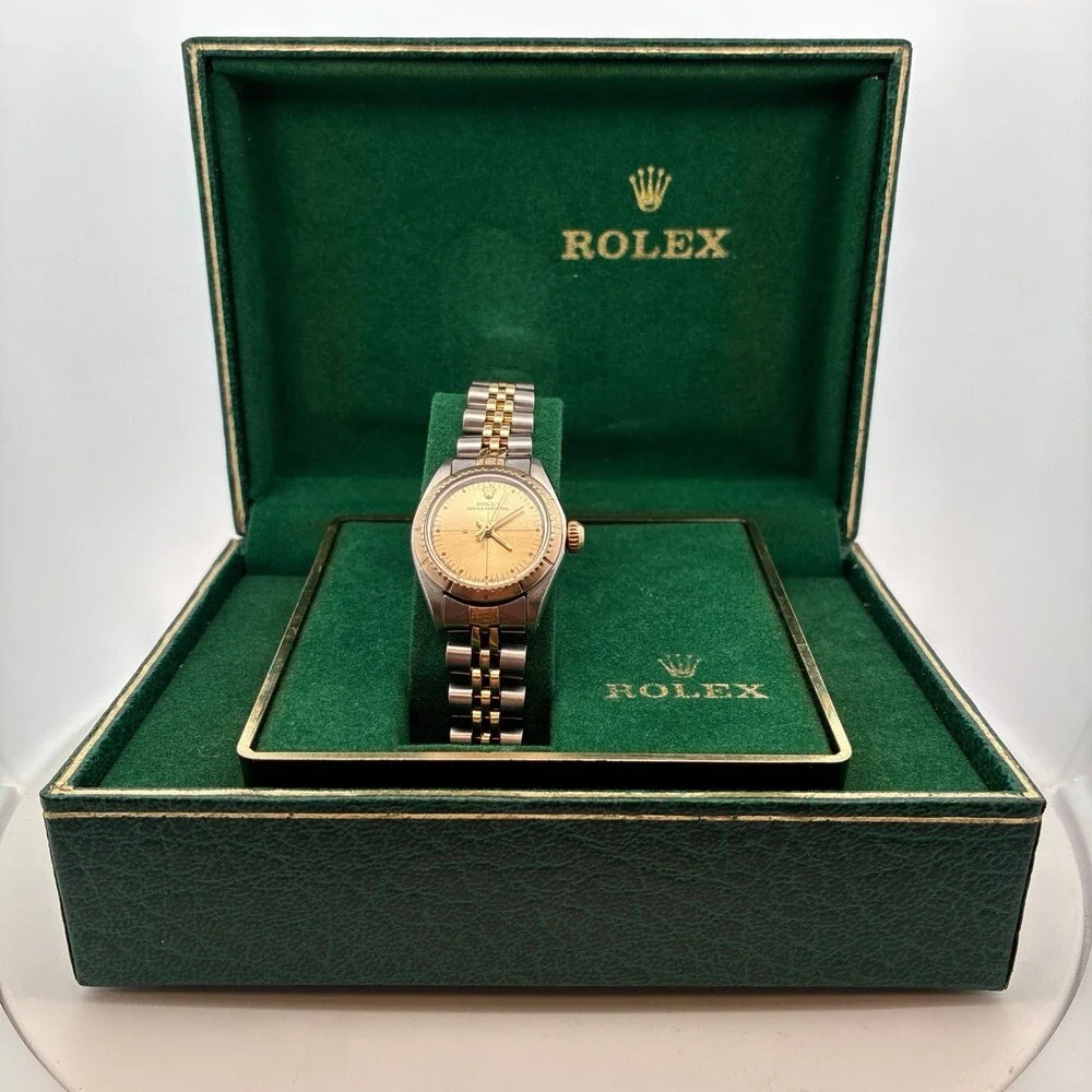Vintage Rolex Oyster Perpetual 6724 Zephyr Dial Two Tone Ladies Watch